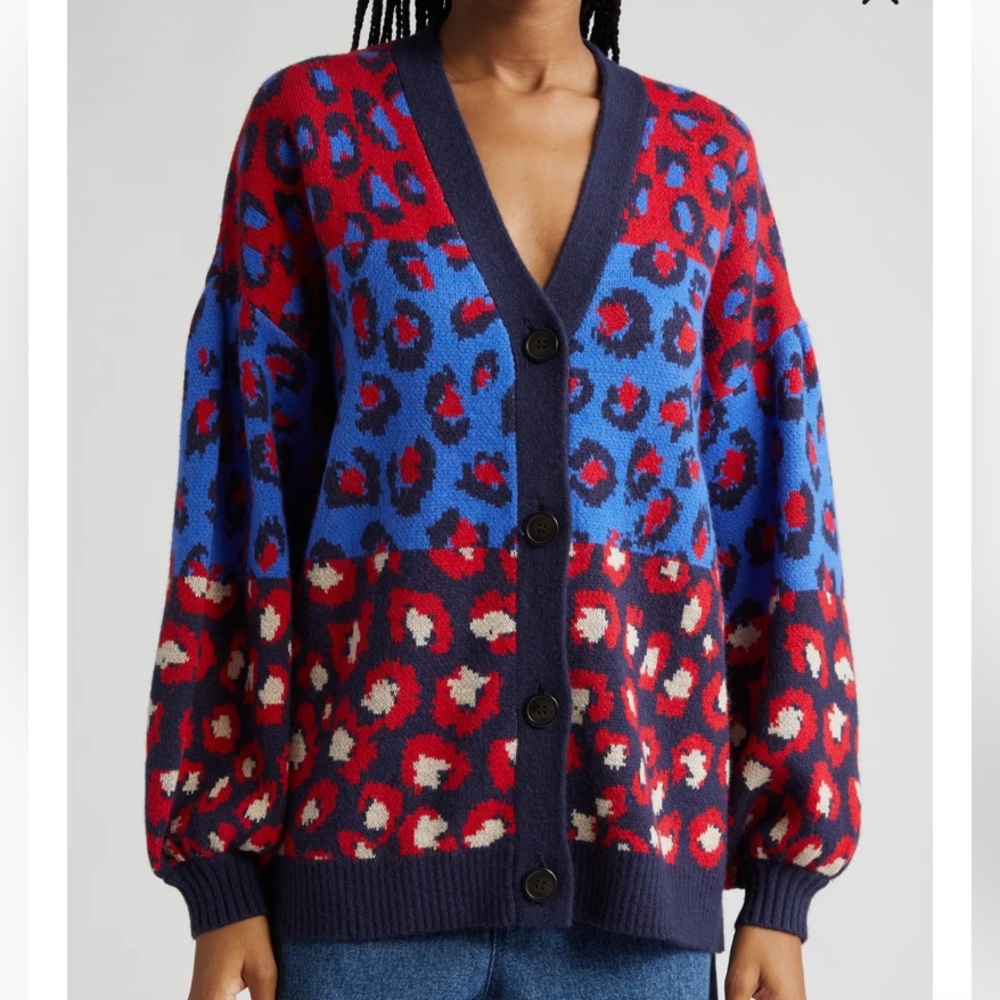 FARM RIO “Mixed Leopards” Spot Cardigan in Blue Multi - Picture 15 of 15